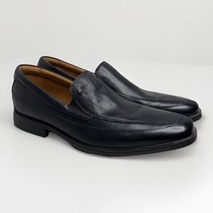 Clarks Loafers Men Size 10 Tilden Free Black Leather Slip On Casual Dress Shoe